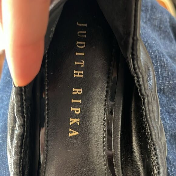Judith Ripka | Black Leather Slip on Alberta Flats 7.5 - Picture 6 of 7